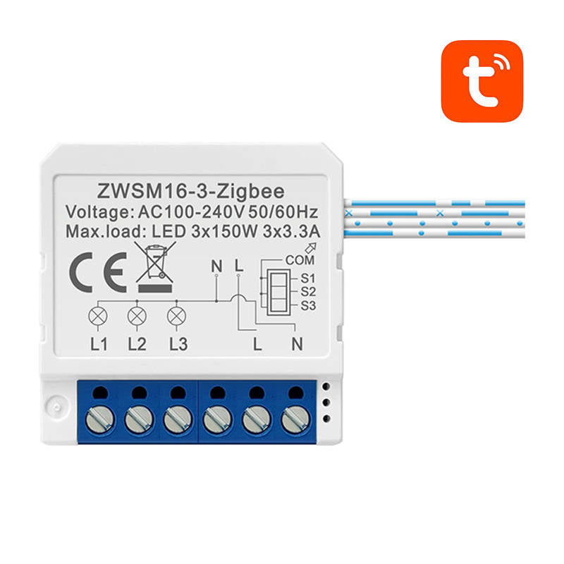 Smart Schakelmodule ZigBee Avatto ZWSM16-W3 TUYA