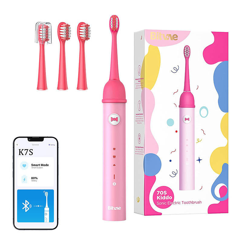 Bitvae K7S sonische tandenborstel voor kinderen met app en opzetstukjes (roze)