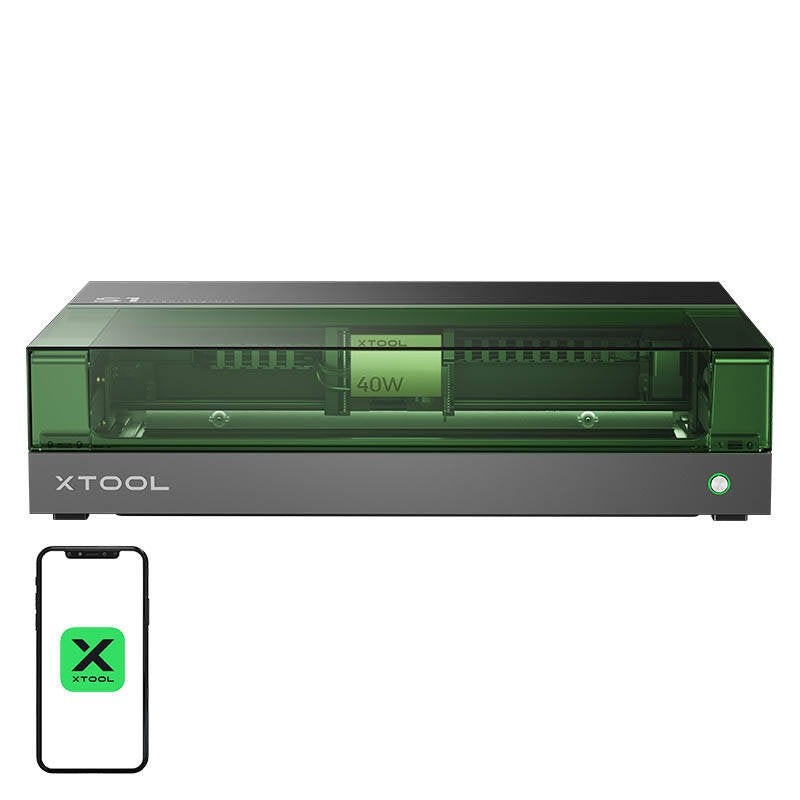 xTool S1 40W lasergraveermachine – All-in-One kit (zwart) met afzuiger, Air Assist en Riser Base