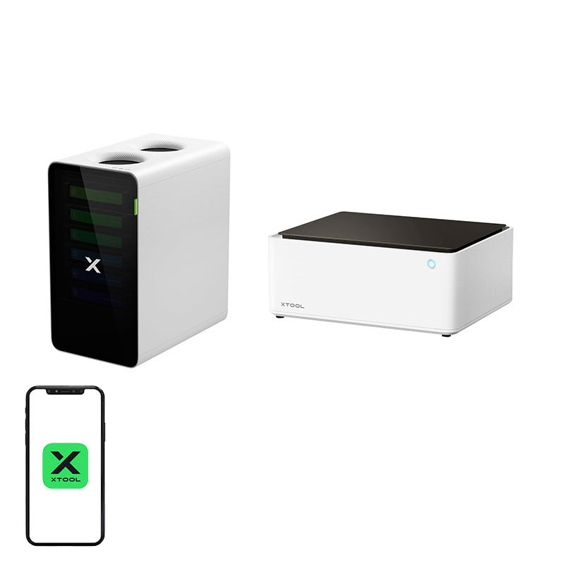 xTool M1 10W 2-in-1 lasergraveermachine + SafetyPro AP2 rookafzuiger – laser, mes, AI-camera