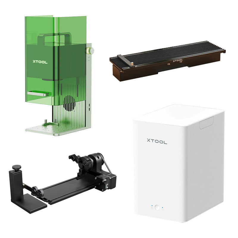 xTool F1 2-in-1 lasergraveermachine – Deluxe kit met RA2 Pro, rookfilter en Slide Extension (mintgroen)