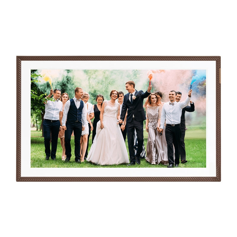 Arzopa D156 digitale fotolijst 15,6" (bruin) – Full HD touch, wifi, 32 GB, app, auto-rotatie
