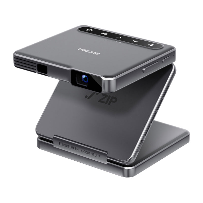 AURZEN Zip draagbare projector (grijs) – 5.000 mAh accu, PD-snelladen, verticale modus, streaming
