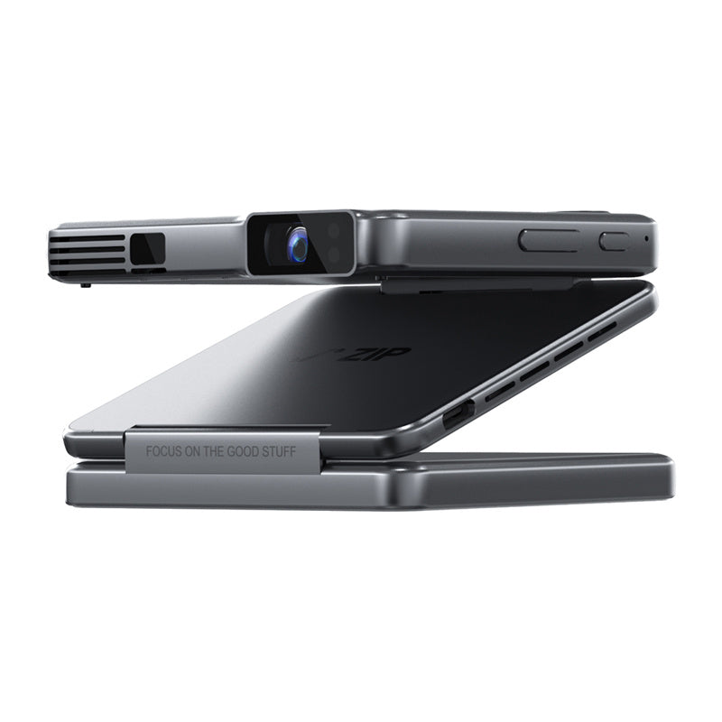 AURZEN Zip draagbare projector (grijs) – 5.000 mAh accu, PD-snelladen, verticale modus, streaming