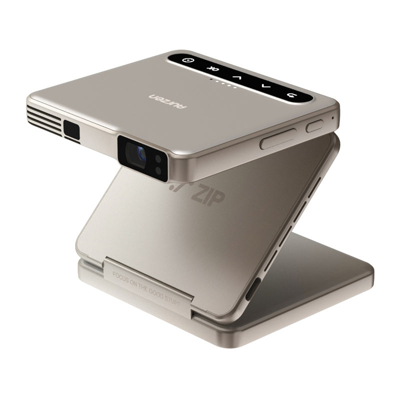 AURZEN Zip draagbare projector (goud) – 5.000 mAh accu, PD-snelladen, verticale modus, streaming