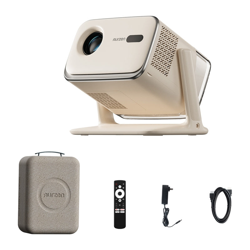 AURZEN Boom mini projector + opbergtas – Google TV, 500 ANSI lumen, HDR10, ToF-autofocus, 20 W Dolby