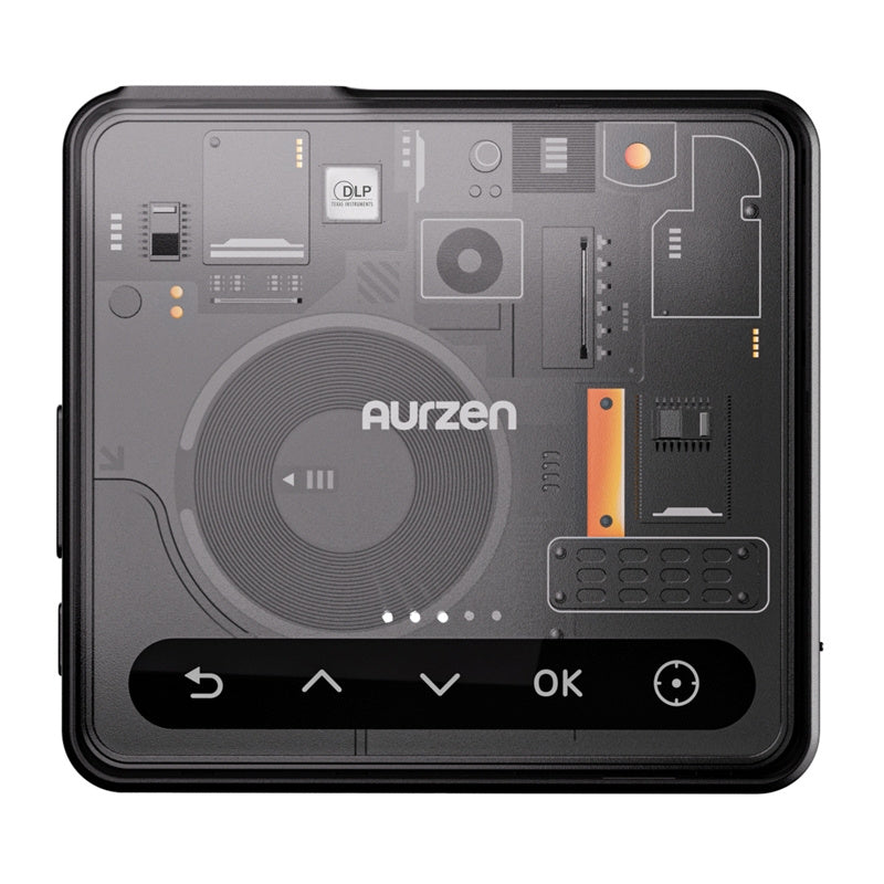 AURZEN ZIP Trifold Cyber opvouwbare projector – Z-Fold 90°+90°, DLP 720p, accu, USB-C PD