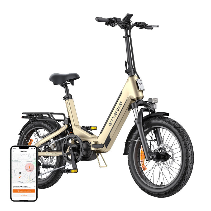 ENGWE L20 PRO 3.0 vouwbare e-bike 20" (goud) – middenmotor 100 Nm, 720 Wh Samsung, tot 160 km