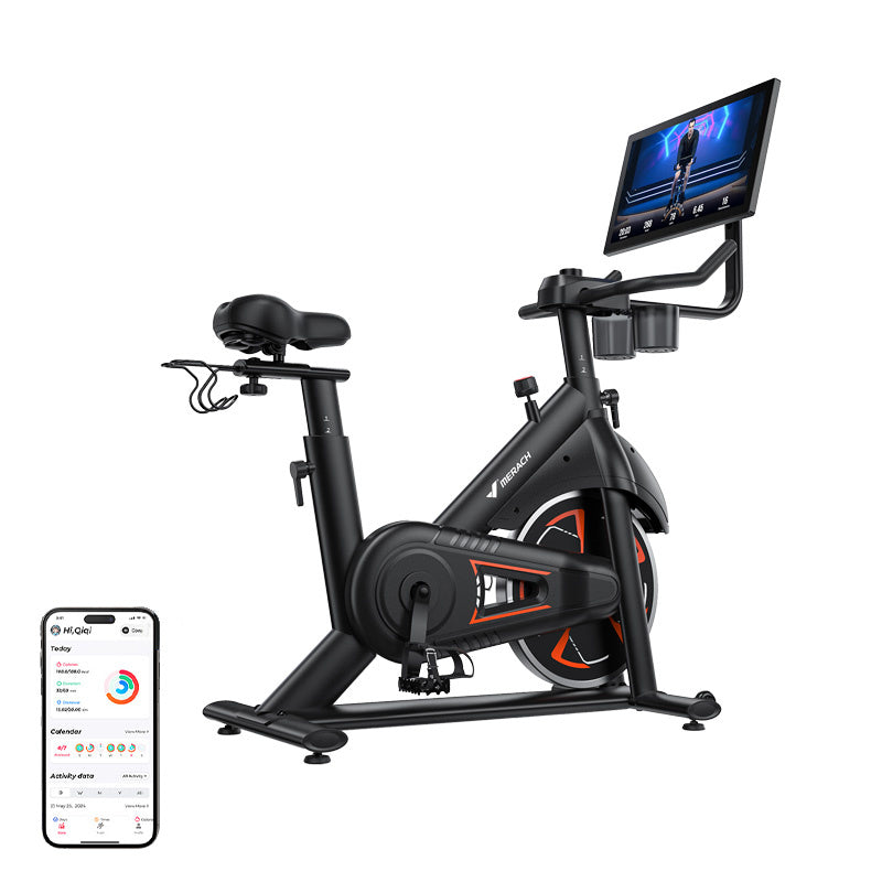 MERACH MR-S36B3 hometrainer met 21,5" Full HD-scherm – 16 elektronische standen, 25 dB, tot 150 kg
