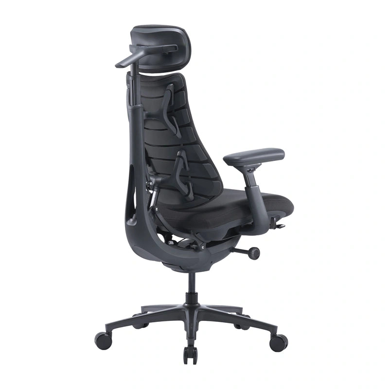 LiberNovo Omni Pro ergonomische bureaustoel 45 cm (grafiet) – elektrische lendensteun, 105-160°, ventilatie