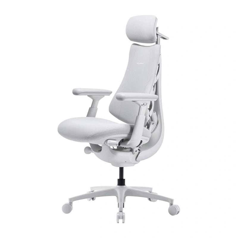 LiberNovo Omni Pro ergonomische bureaustoel 48 cm (wit) – elektrische lendensteun, 105-160°, ventilatie