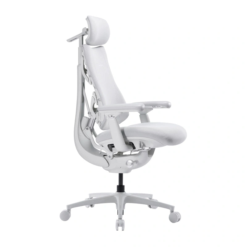 LiberNovo Omni Pro ergonomische bureaustoel 48 cm (wit) – elektrische lendensteun, 105-160°, ventilatie