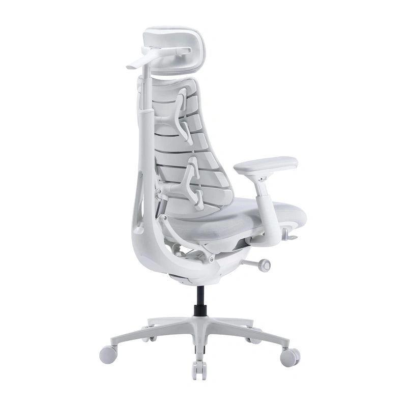 LiberNovo Omni Pro ergonomische bureaustoel 48 cm (wit) – elektrische lendensteun, 105-160°, ventilatie