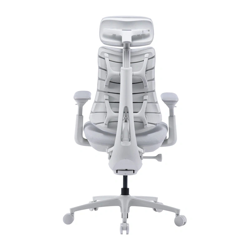 LiberNovo Omni Pro ergonomische bureaustoel 48 cm (wit) – elektrische lendensteun, 105-160°, ventilatie