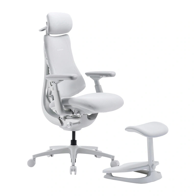 LiberNovo Omni Pro ergonomische bureaustoel 48 cm (wit) – elektrische lendensteun, 105-160°, ventilatie