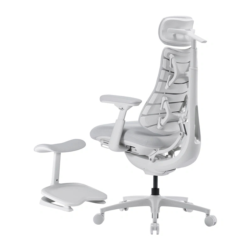 LiberNovo Omni Pro ergonomische bureaustoel 48 cm (wit) – elektrische lendensteun, 105-160°, ventilatie